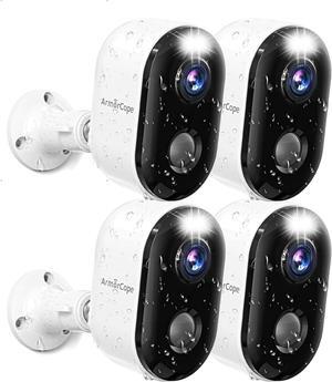 Security Cameras Wireless Outdoor, Battery Powered 2k Color Night Vision, AI Motion Detection, IP66 Weatherproof, 2-Way Talk, SD/Cloud Storage, 2.4Ghz WiFi Cameras for Home Security
