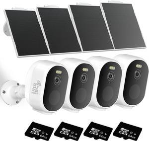 Security Cameras Wireless Outdoor, 2K/3MP QHD Home Security System 4-Cam Kit with 130°-Wide View, Night Vision, Spotlight,IP65 Waterproof, Support Alexa,2.4GHz & 5GHz WiFi,Cloud/SD