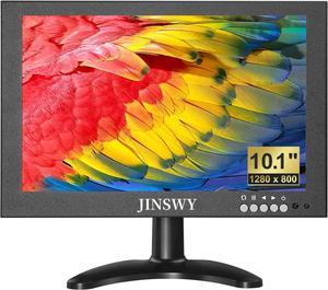10.1" Small HDMI Monitor, Security Monitor Screen 1280 x 800 16:10 IPS Metal Mini CCTV Monitor Support HDMI/VGA/AV/BNC/USB Input with Remote, Speakers, Suitable for Security Camera