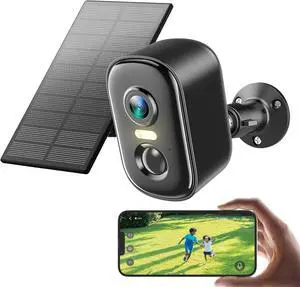 Rocktone Solar Security Cameras Wireless Outdoor, 2K Battery Powered WiFi Cameras for Home Security with AI Motion Detection, Color Night Vision, 2-Way Talk, Siren Alarm, IP66, Cloud/SD Storage