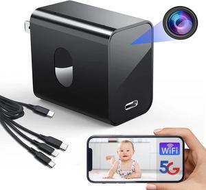4K Nanny Camera Supports 2.4G&5G WiFi, Mini Hidden Camera Charger with Motion Detection, Night Version, Nanny Cam Hidden Camera, Small Hidden Camera Wireless Security Camera with Motion Detection