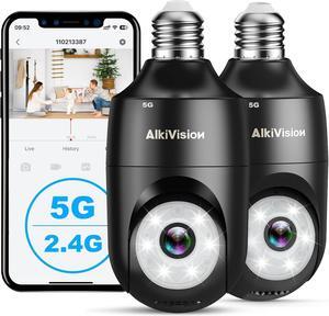 2K Light Bulb Security Cameras Outdoor 2pcs - 5G Hz 360° Motion Detection Home Security Cameras Outside Indoor, AI Detection Full-Color Night Vision, Auto Tracking, Siren Alarm