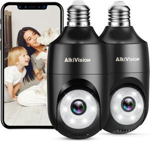 2K Light Bulb Security Cameras Wireless Outdoor 2pcs - 2.4G Hz 360° Motion Detection Home Security Camera Outside Indoor, Full-Color Night Vision, Auto Tracking, Siren Alarm, 24/7 Recording