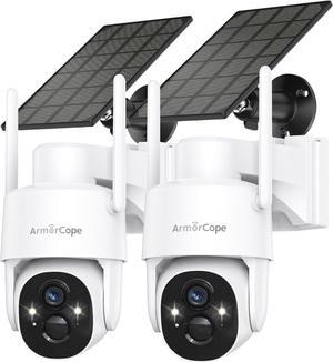 Solar Security Cameras Wireless Outdoor,360° View Battery Powered with Spotlight Color Night Vision,2K WiFi Home Security,PIR Sensor,Wireless Easy Install, 2.4 GHz Wi-Fi