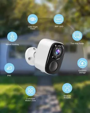 4Pack Security Cameras Wireless Outdoor,3K 5MP Battery Powered AI Motion Detection Spotlight Siren Alarm Surveillance Home Camera, Color Night Vision, 2-Way Talk, Waterproof, Cloud/SD