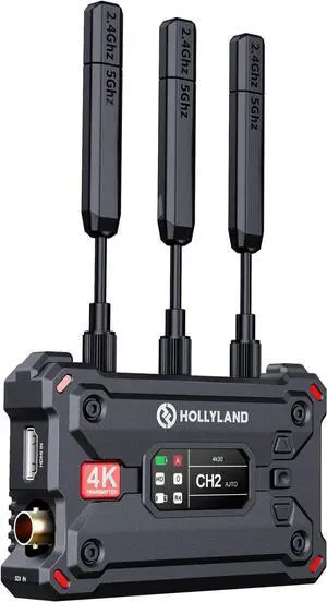 Hollyland Pyro S TX Wireless Video Transmitter HDMI SDI 4K30/1080p60 1300ft Los Range 50ms Latency Up to 4 Receiver, Auto Dual-Band Hopping (ADH), Smart Channel Scan, Live Stream (Transmitter Only)