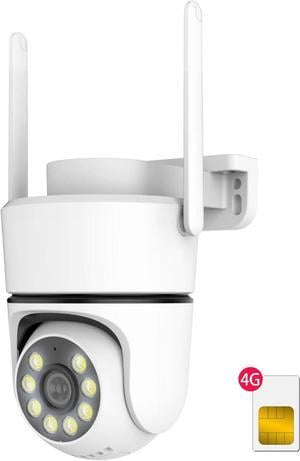 4G LTE 2K Wired Security Camera, No WiFi Needed, 360° Pan Tilt Outdoor Camera, AI Motion Detection, Continuous Power, Color Night Vision, IP66 Waterproof, SIM Card Included for Remote Monitoring