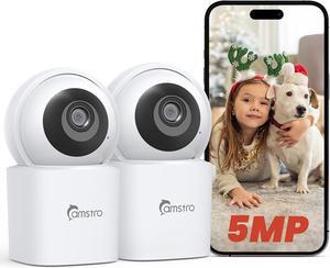 3K Security Camera Indoor,360°WiFi Camera for Home Security,2.4/5 GHz Pet/Dog/Baby Camera with Phone app,Night Vision, 2-Way Audio, 24/7,SD/Cloud Storage,Works with Alexa&Google Home 2PACK