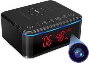 Hidden Spy Camera with Video in Alarm Clock,Bluetooth Speaker,Wireless Charger,Nanny Spy Cam with Stronger Night Vision,160° Wide-Angle,Motion Activated,Cameras espias ocultas 4K(2.4/5Ghz)\u2026