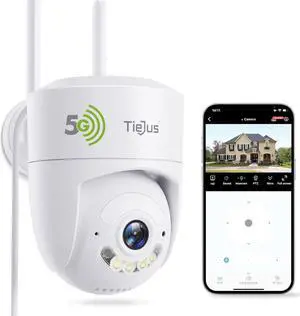 2.4G/5G Security Camera Outdoor, 3MP 24/7 Recording Wired Cameras, Plug-in Power, 360° Surveillance, Motion Tracking, Works with Alexa, 2-Way Audio, IP66, Color Night Vision, SD/Cloud Storage