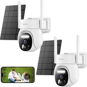 Security Cameras Wireless Outdoor 2Packs, 2K Solar WiFi Cameras for Home Security Outside, Battery Powered Surveillance Camera, Color Night Vision/Motion Sensor/Work with Alexa