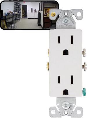 4K Ultra HD Wi-Fi Functional Wall Outlet Receptacle Spy Camera P2P WiFi Power Plug Socket Hidden Nanny Cam Spy Camera (White/Square Face/Video Only: No Audio)