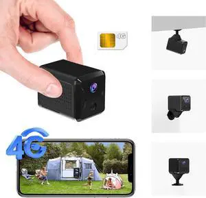 No WiFi Security Camera with 4G SIM Card, 4G LTE Cellular Security Camera with 5200mAh Battery, HD Portable Car Security Camera, 160° Wide View, AI Motion Detection Alert, 33ft Night Vision