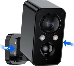 Security Cameras Wireless Outdoor Battery: 180° Horizontal Camera for Home Security Battery WiFi Outside Surveillance Camera CCTV Cam System with Color Night Vision Motion Sensor