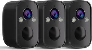Security Cameras Wireless Outdoor for Home Security, 2K Battery Powered Surveillance Indoor Camera w/Spotlight Siren Alarm, Color Night Vision, AI Motion Detection, 2-Way Talk, Cloud/SD(3 Pack)