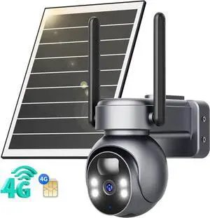 LIWAN 4G LTE Cellular Security Camera Wireless Outdoor, No WiFi Solar Security Camera, 360°Live View, 2K Color Night Vision, 2 Way Talk, PIR Motion Sensor, Built-in SIM Card, Unlimited Data Plan