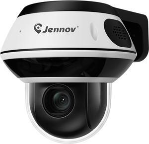 Jennov UltraHD 4K (8MP) PoE Camera Outdoor with 5X Optical Zoom, PTZ IP Dome Security Camera with 350° Pan&90° Tilt, Human Vehicle Detection, 100ft IR Night Vision, IK10/IP67, Work with Videolink APP