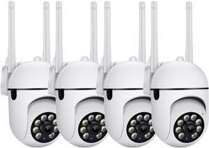 EVERSECU 1080P Outdoor WiFi PTZ Security Camera, 2.4G&5GWiFi, Auto Tracking, 2 Way Audio, Spot Night Vision, SD Card & Cloud Storage, Indoor/Outdoor CCTV Camera for Baby/Elderly (4pcs)