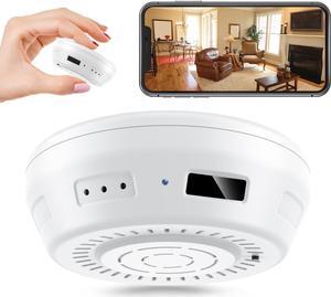 Hidden Camera Smoke Detector Wireless WiFi - Nanny Cams with Cell Phone App - 180 Days Battery Power, Night Vision, Motion Detection, Sideways Lens for Indoor Security, No Audio