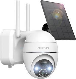 BOIFUN Solar Security Camera Wireless Outdoor - 2K WiFi Battery Powered Solar Camera, Color Night Vision, Area Alarm, Motion Detection, Two-Way Talk - IP65 Waterproof Cameras for Home Security