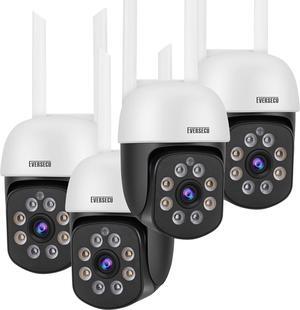 EVERSECU 2K 3.0MP Outdoor WiFi PTZ Security Camera, 2.4G WiFi, Auto Tracking, 2 Way Audio, Spot Night Vision, Work with Alexa, SD Card & Cloud Storage, ONVlF Compliant RTSP IP CCTV Camera(4pcs)