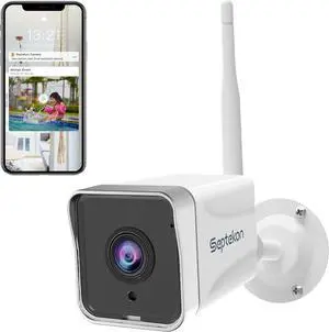 Septekon 2K Security Camera OutdoorWiFi Cameras for Home Security Outside with Motion Detection Tracking, Night Vision, Two-Way Audio, IP66 Weatherproof, 2.4GHz Wi-Fi, Compatible with Alexa