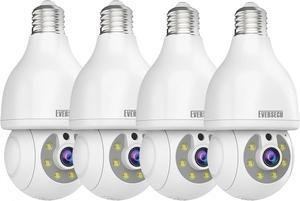 2K HD Light-Bulb Security Camera, Wireless 2.4G&5Ghz Wifi, Work With NVR & 3rd Party Software, RTSP Stream, Work With Alexa, 360° View, Auto Tracking, 2 Way Audio, Motion Detection, Remote View(4pack)