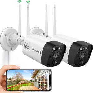 OOSSXX (2-Way Audio & 2-Antenna Enhance) Outdoor Wireless Security Camera, Dual Antennas Enhanced WiFi Surveillance Camera System Home Video Surveillance
