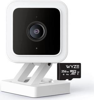 Cam V3 Smart Home Security Camera, Indoor/Outdoor Use, 1080p Plug-in, Color Night Vision, Motion Detection, Two Way Audio, Compatible with Alexa, Google Assistant, Cam V3+256GB SD Card