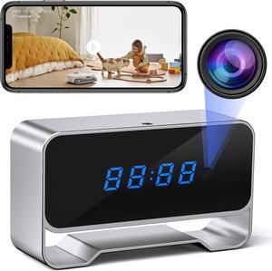 WiFi Hidden Camera Clock, FHD 1080P Wireless Spy Camera, Nanny Cam with Night Vision for Indoor Home Office Security