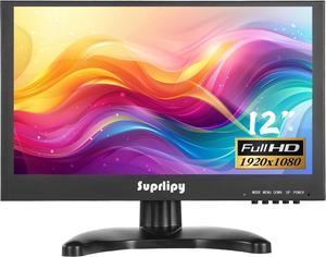12 Inch Mini Small HDMI Monitor 1920x1080 16:9 IPS Metal Housing LCD Display Screen Support HDMI/VGA/AV/BNC Input Built-in LounSpeakers for PC CCTV Security Camera RasPi