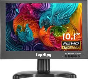 10.1 Inch Mini Small HDMI Monitor 1920x1200 16:10 IPS Metal Housing LCD Display Screen Support HDMI/VGA/AV/BNC Input with Remote Control Built-in Speakers for PC Security Camera RasPi