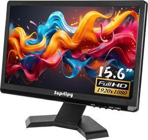 15.6 inch FHD Small IPS Monitor LCD Display Screen 1920x1080 60Hz 16:9 with BNC VGA AV Input Built-in Lounspeakers for CCTV Security Camera DVR PC RasPi