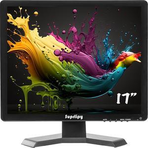 17 Inch TFT LCD Security CCTV Monitor 1280x1024 4:3 Resolution Color Display Screen Support HDMI/VGA/AV/BNC/MIC USB Ports with Remote Control Built-in LounSpeakers for Home Security Monitor