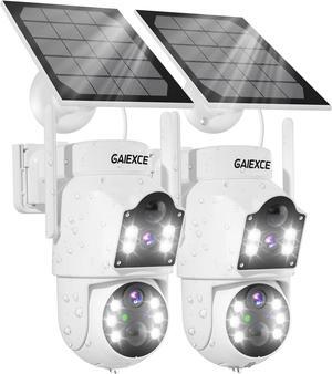 Solar Security Cameras Wireless OutdoorDual Lens 100% Wire-Free Battery Powered Camera, Pan Tilt, 4MP Color Night Vision, PIR Motion Detection, Spotlight/Siren Alarm, Only 2.4G WiFi