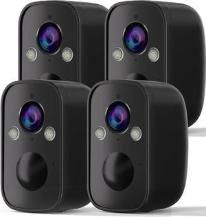 4Pack Wireless Outdoor Security Cameras, 2K Battery Powered WiFi Surveillance Indoor Home Camera with Color Night Vision, AI Motion Detection, 2-Way Audio, Cloud & SD Storage, No Monthly Fee