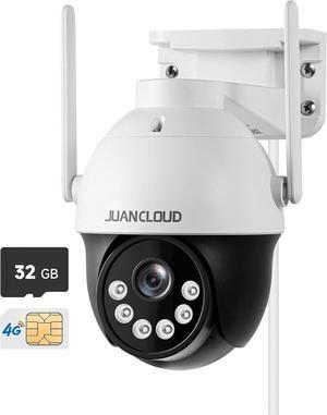 4G LTE Cellular Security Camera Outdoor,2K No WiFi Security CameraIncludes 32G SD&SIM Card (Verizon/AT&T/T-Mobile),360° Live View, Color Night Vision,Motion&Siren Alert