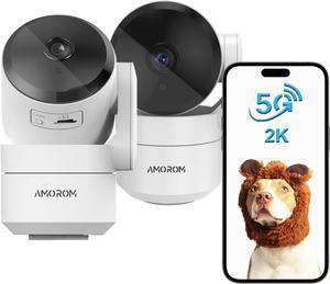 5/2.4G Wi-Fi Indoor Camera 2 Pack,2K Home Security Camera,360-Degree Pet Camera with Phone App,Night Vision Pan-Tilt Dog Camera,Baby Monitor with AI Motion Detection,Cloud & SD Card Storage