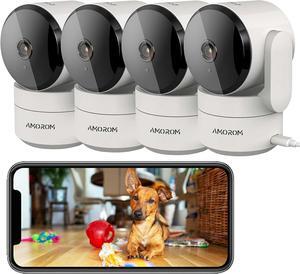 Pet Camera 360° Home Security Cameras with Pan/Tilt, Night Vision, Motion Detection,Phone App for Baby,2-Way Audio, Cloud & SD Card Storage,Compatible with Alexa/Google Home,2.4GHz WiFi, 4 Pack