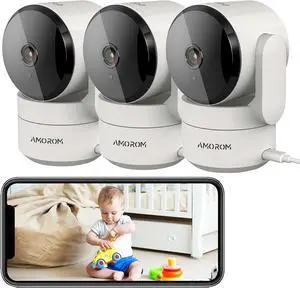 indoor Security Camera, 360 Pan/Tilt Home Security Camera for baby monitor,2-Way Audio,Night Vision, Motion Detection,Cloud & SD Card Storage,Pet Camera Compatible with Alexa/Google,2.4GHz WiFi,3 Pack