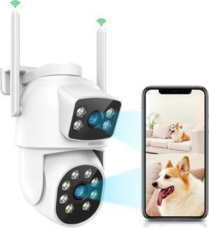 OOSSXX (Dual Lens) Security Cameras Outdoor System,Wireless WiFi PTZ Camera for Home/House Surveillance,2-Way Audio/Video,Color Night Vision/Waterproof,Door Monitor and Alarm