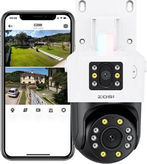ZOSI C298 Pro 4K 8MP Add-on Dual-Lens(2x4MP) Security Camera Outdoor, 360 View Pan/Tilt PoE IP Camera, AI Human Vehicle Detect, Auto Track, Color Night Vision, SD Card Storage, Only Work with Our NVR