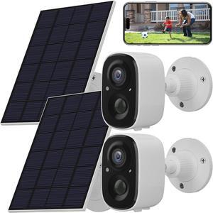 2K Solar Outdoor Camera for Home Security (2pcs) Cmaii 2.4G WiFi Security Cameras 2k HD Wireless Solar Cameras with Battery Powered Color Night Vision Two-Way Talk, IP65 Waterproof, Cloud/SD Storage