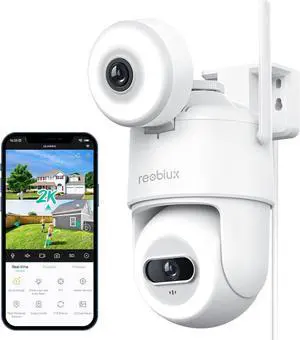 Dual Lens Outdoor Security Camera, 3K/6MP PTZ Security Camera with Auto Tracking, WiFi Outdoor Cameras for Home Security, 3 Night Vision Modes, Two-Way Audio, IP66, Support Alexa