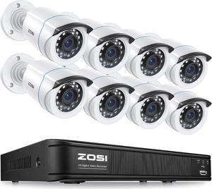 ZOSI 1080p HD-TVI Home Surveillance Camera System,8 Channel CCTV DVR Recorder (No Hard Drive) and (8) 2.0MP 1920TVL Outdoor/Indoor Surveillance Bullet Dome Cameras,Remote Access,Motion Detection