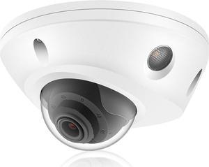 4K 8MP Mini Dome PoE IP Camera Outdoor 2.8mm Lens 105° Wide Angle, 98Ft Night Vision, Waterproof IP67, H.265, ONLY Compatible with Hik Vision Uniview NVR, Low Profile IP Camera