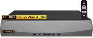 OOSSXX 8.0/4K Megapixel 8-Channel POE NVR Network Video Recorder, Supports up to 8 x 8MP/4K IP Cameras, Max 8 TB Hard Drive (HDD Not Included)