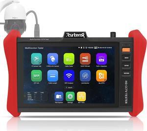 Rsrteng CCTV Tester 4K 12MP IP Camera Tester POE++ Max 90W POE Camera Tester 8MP TVI/CVI/AHD/CVBS Coaxial Camera Tester,1CH SFP Module,WiFi,Network Tools,Cable Tester,HDMI/VGA,POE Detection