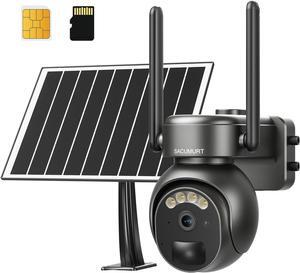No WiFi Security Camera No Internet Needed, 4G LTE Cellular Security Camera, Outdoor Camera Wireless Solar Powered, Human Motion Sensor, 360 PTZ, 2K Color Night Vision, (US Version)