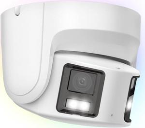 4K 8MP Panoramic Color VU PoE IP Turret Camera Outdoor, Strobe Light & Audible Warn, Full Color Night Vision, Smart VCA, Human/Vehicle Detection, Dual 1/1.8" Sensor, 2-Way Audio, Hik-Connect/iVMS-4200
